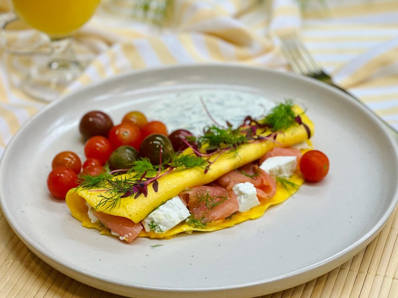 Omelete de Aneto, Queijo de Cabra e Salmão