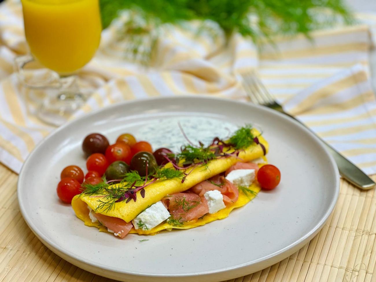 Omelete de Aneto, Queijo de Cabra e Salmão